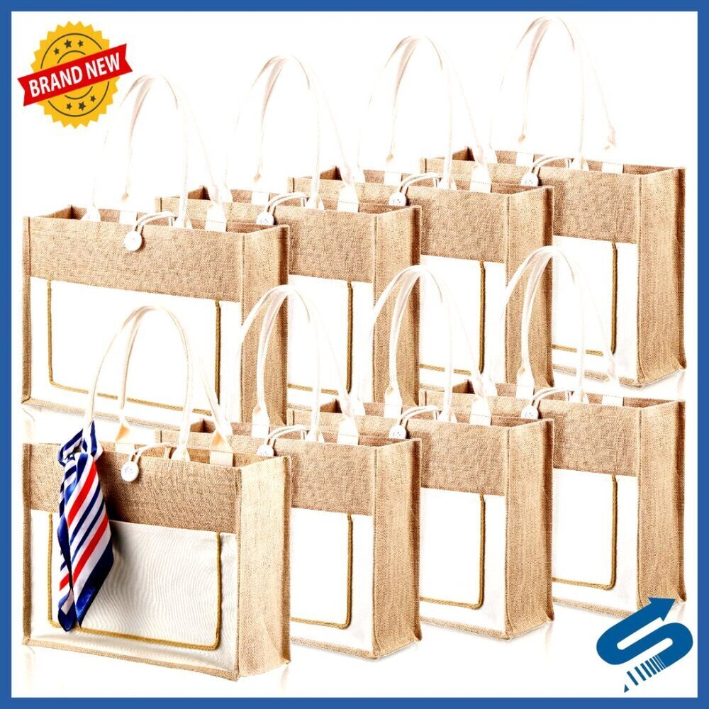 Reusable Jute Tote Bags Bulk Large Canvas Gift Bags for Wedding Travel